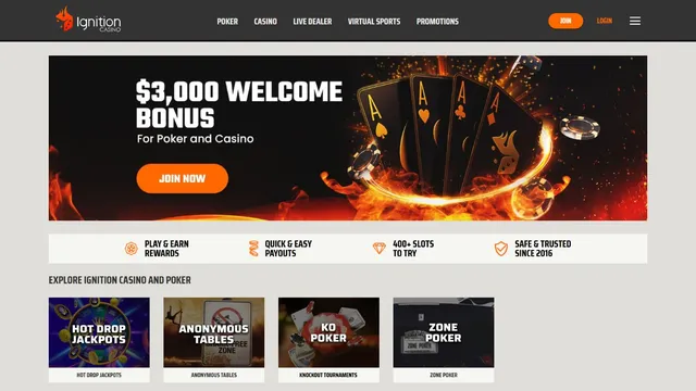 ignition casino website screen
