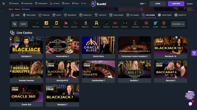 ilucki casino live games