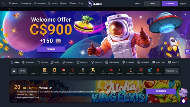 ilucki casino website screen