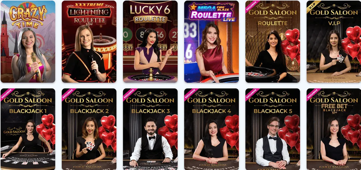 infinity casino live games