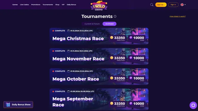 iwild casino tournaments