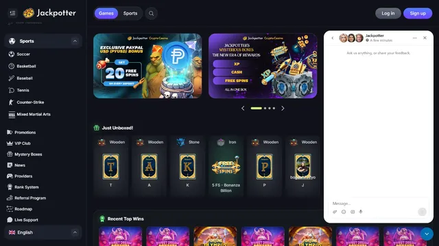 jackpotter casino support