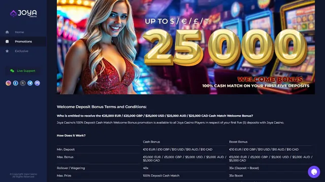 joya.casino welcome bonus