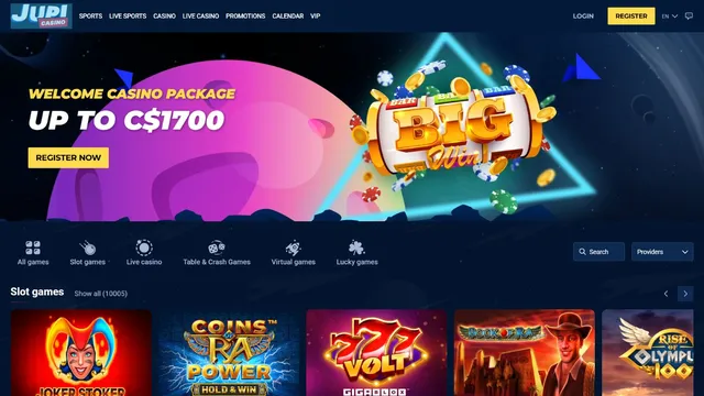 jupi casino website screen