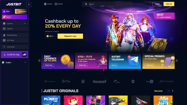 justbit casino website screen