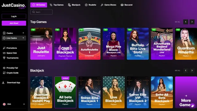 justcasino live games