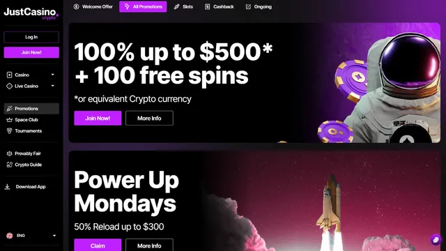 justcasino promotions
