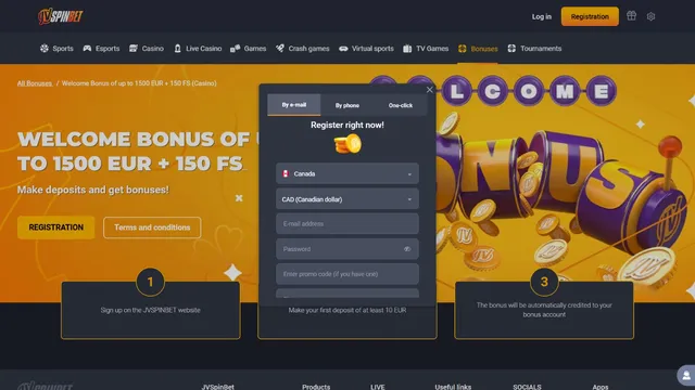 jvspinbet casino registration