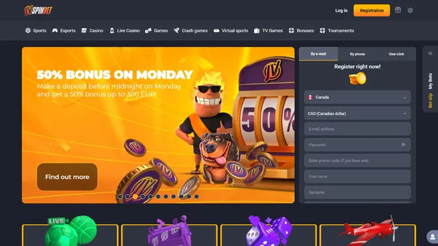 jvspinbet casino website screen