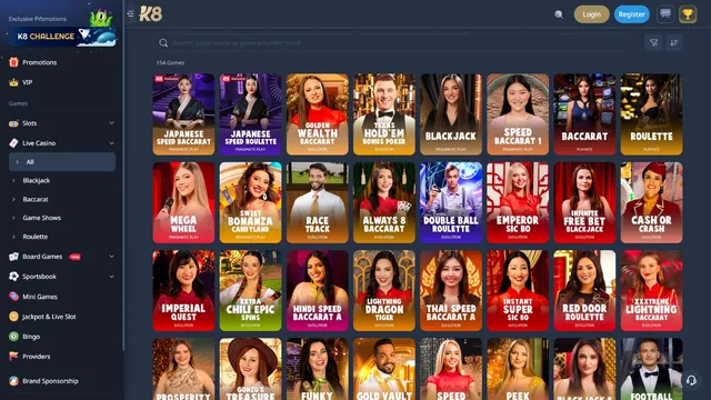 k8 casino live games