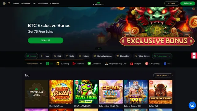 katsubet casino website screen