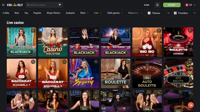kingbilly casino live games