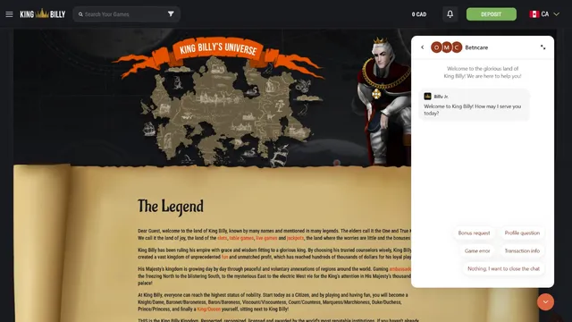 kingbilly casino support