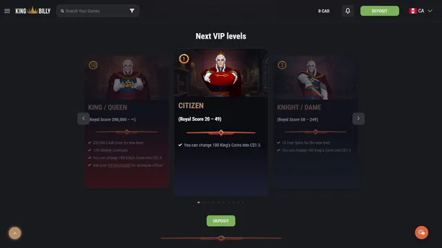 kingbilly casino vip club