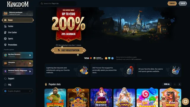 kingdomcasino.io website screen