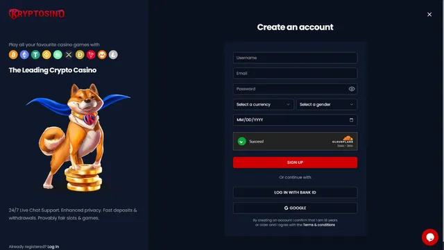 kryptosino casino registration