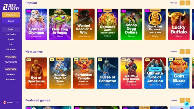 letslucky casino games