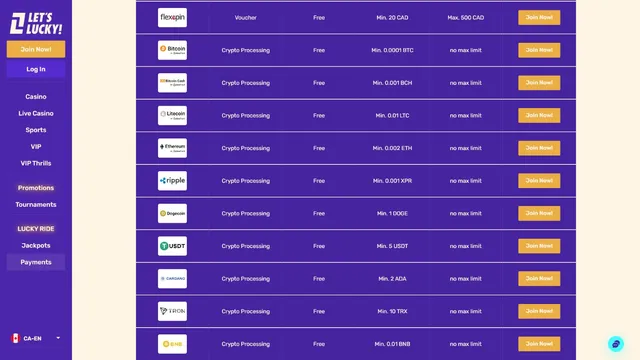 letslucky casino payments