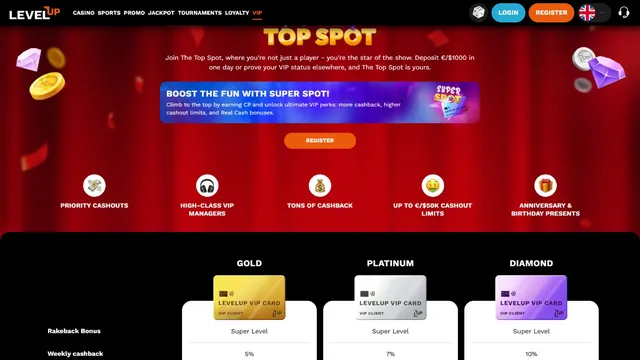 levelup casino vip club