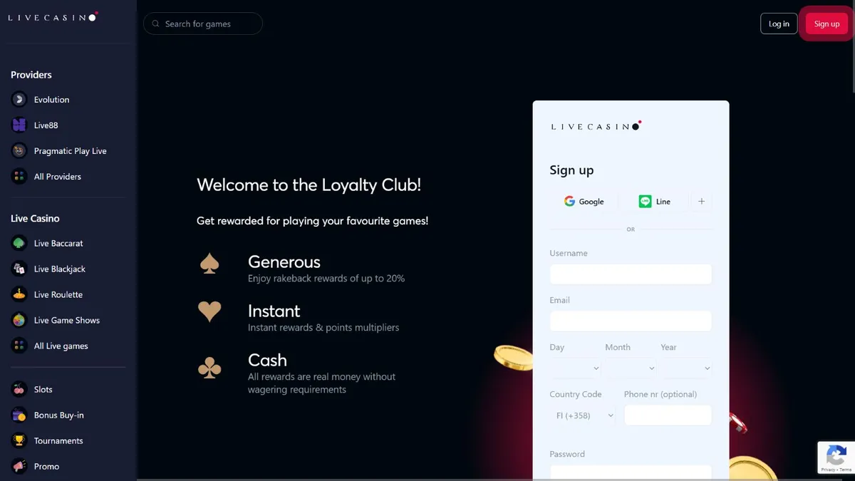 live casino loyalty program