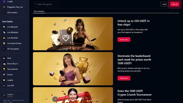 live casino promotions