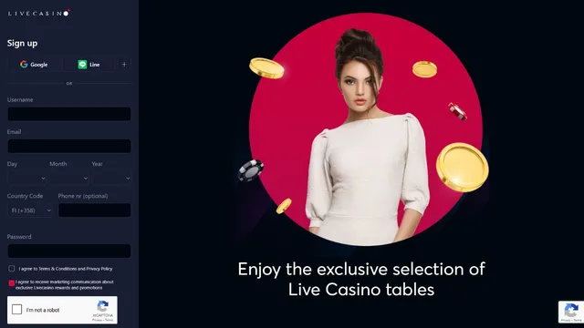 live casino registration