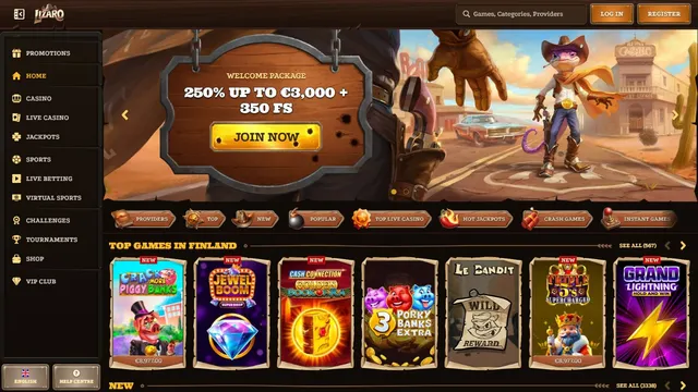 lizaro casino website screen