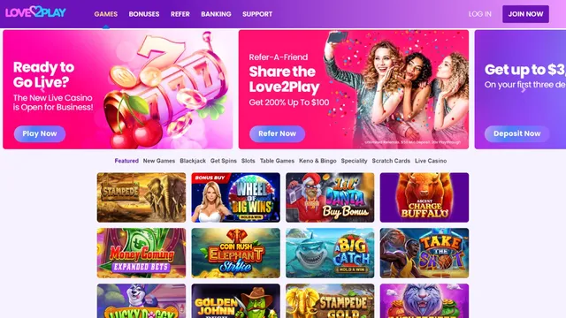 love2play casino website screen