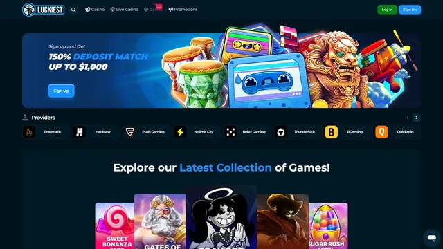 luckiest casino website screen