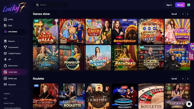 lucky7 casino live games