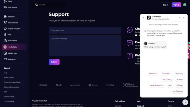 lucky7 casino support