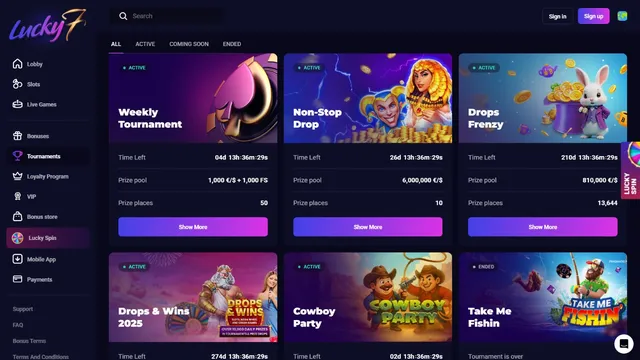 lucky7 casino tournaments