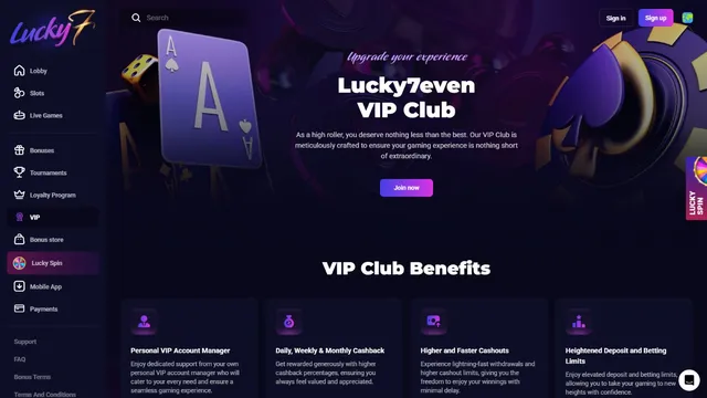 lucky7 casino vip club