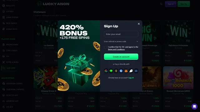 luckyanon casino registration