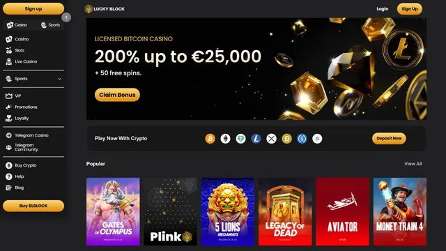luckyblock casino website screen