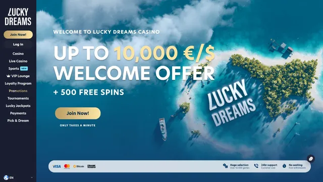 luckydreams casino website screen