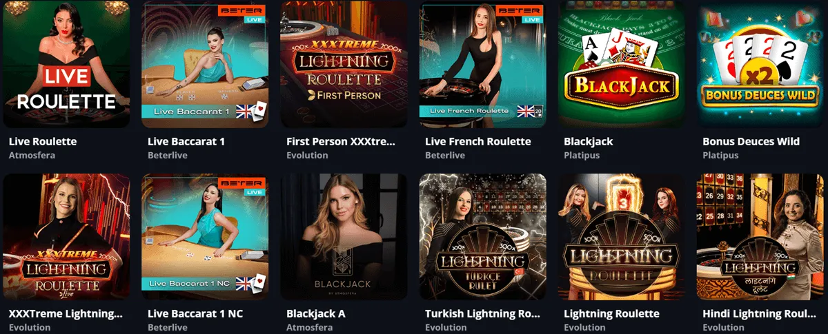 luckyelf casino table games