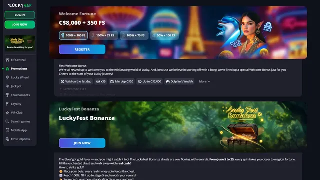 luckyelf casino promotions