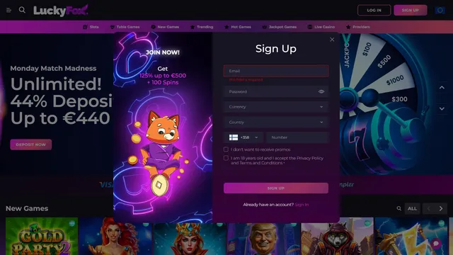 luckyfox casino registration