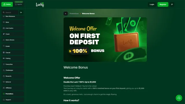 luckyfun casino welcome bonus