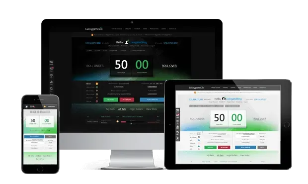 luckygames website screens