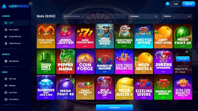 luckywhalecasino games