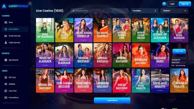 luckywhalecasino live games