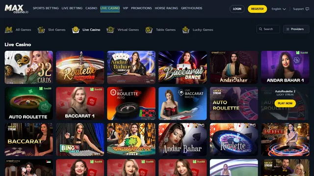 max casino live games