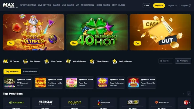 max casino website screen