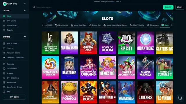 megadice casino games