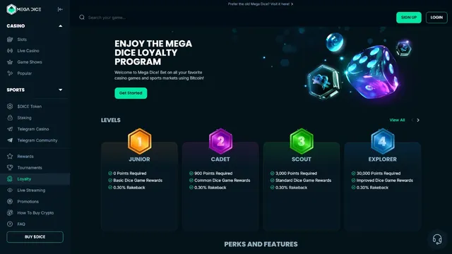 megadice casino loyalty program