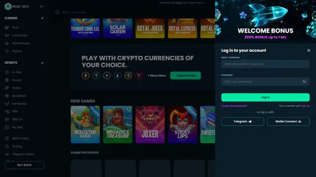 megadice casino registration
