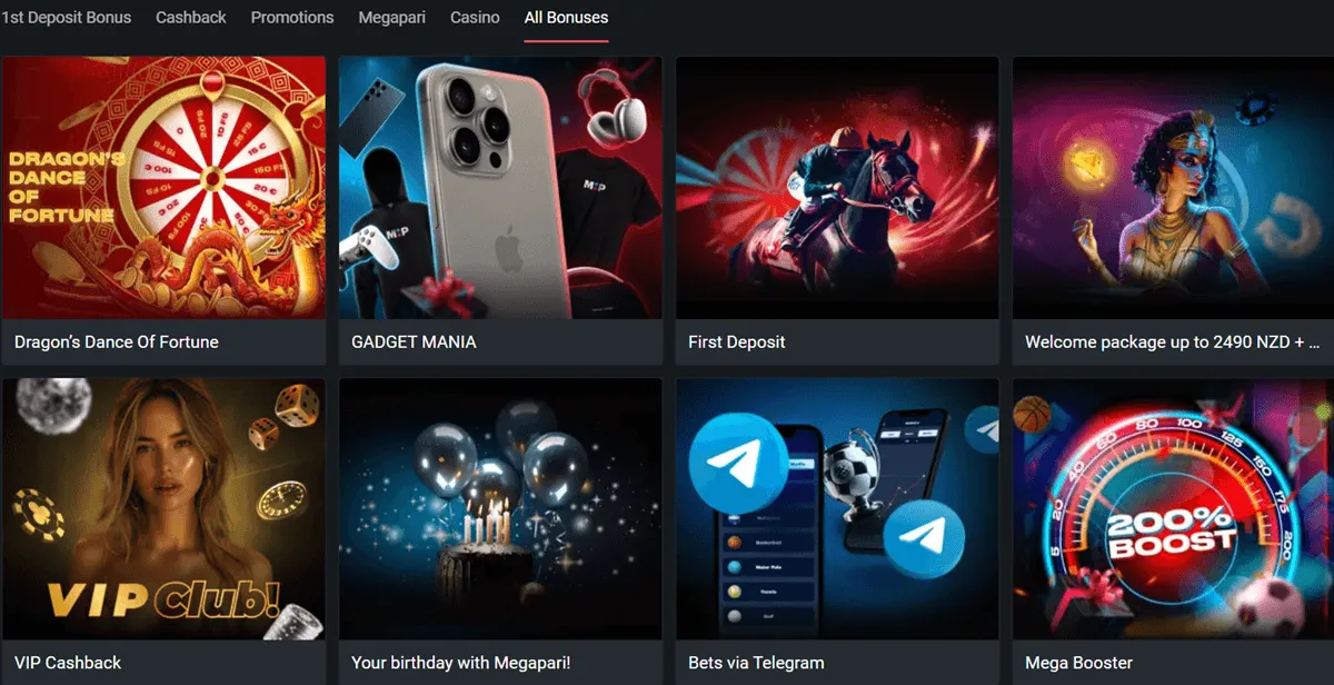 megapari casino bonuses