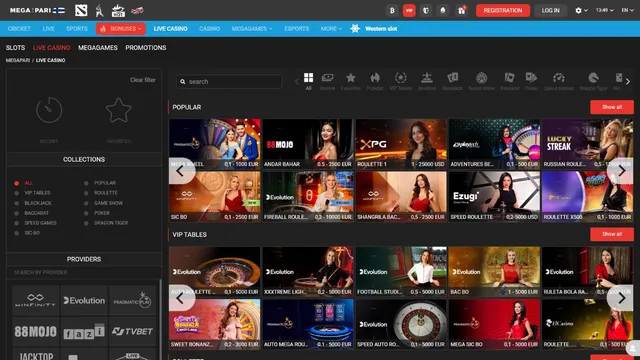 megapari casino live games